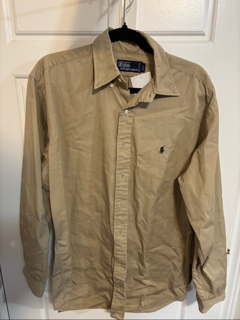 Polo by Ralph Lauren Khaki Button-Front Shirt Jacket with Green Pony Mens M